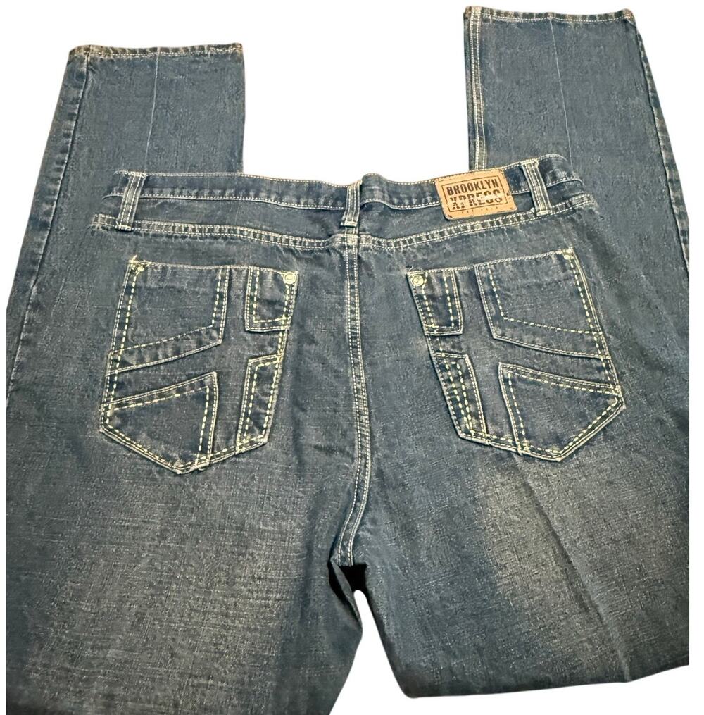 Brooklyn XPress Jeans Y2K Streetwear Medium Wash Straight Leg Jeans, Men's 42x34